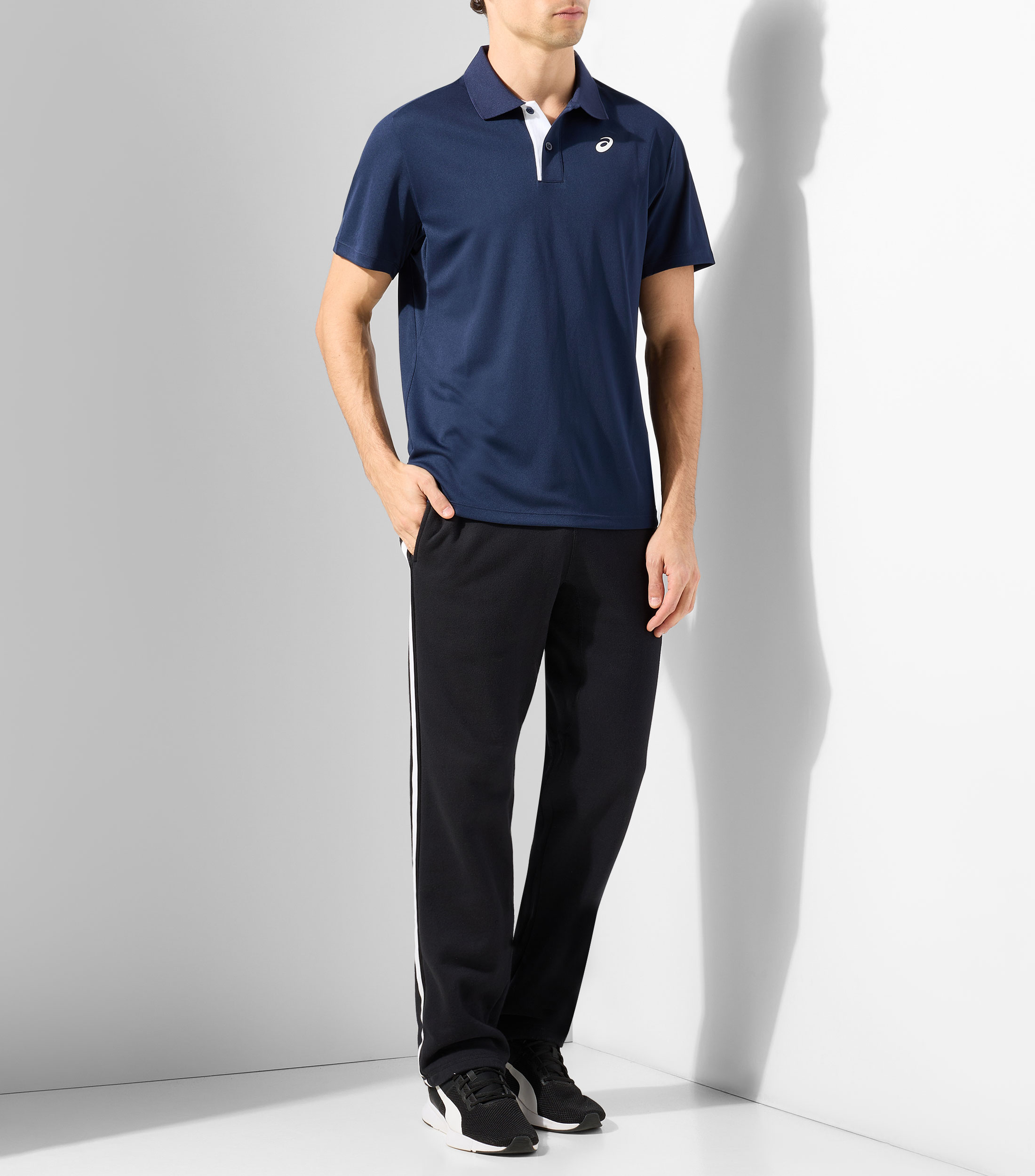 Playera polo para tennis manga corta sólida Hombre